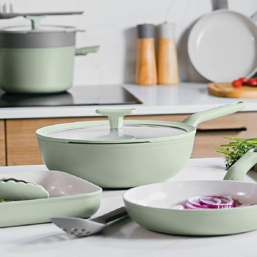 กระทะวอคอะลูมิเนี่ยมเคลือบเซรามิค BergHOFF Non-stick 28cm Balance Sage 3950455_4